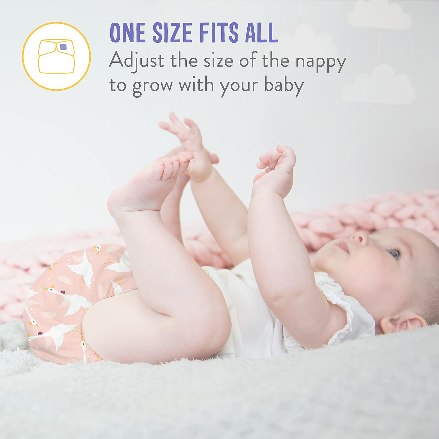 Bambino Mio, Miosolo Classic All-In-One Reusable Nappy, Eco Chemical Free Nappy - Cloud Nine image number 5