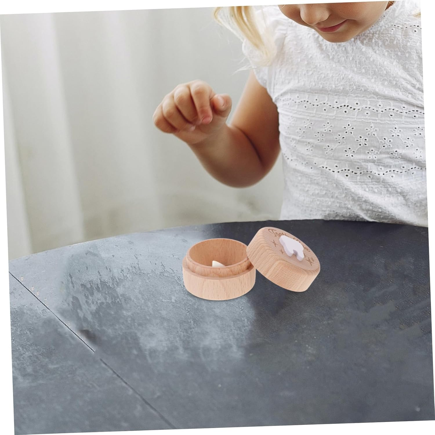 Ciieeo Wooden Deciduous Tooth Box First Lost Teeth Holder Keepsake Collection Organizer for Boys and Girls Boys Girls