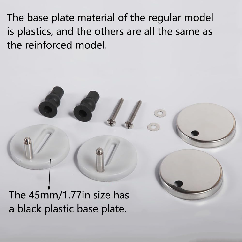 Universal Toilet Seat Fittings, 2Pcs Quick Release Top Hinges Fittings Stainless Steel Toilet Seat Replacement Kit with Expansion Screws and Bolts, 45Mm/1.77In Diameter (Enhanced)