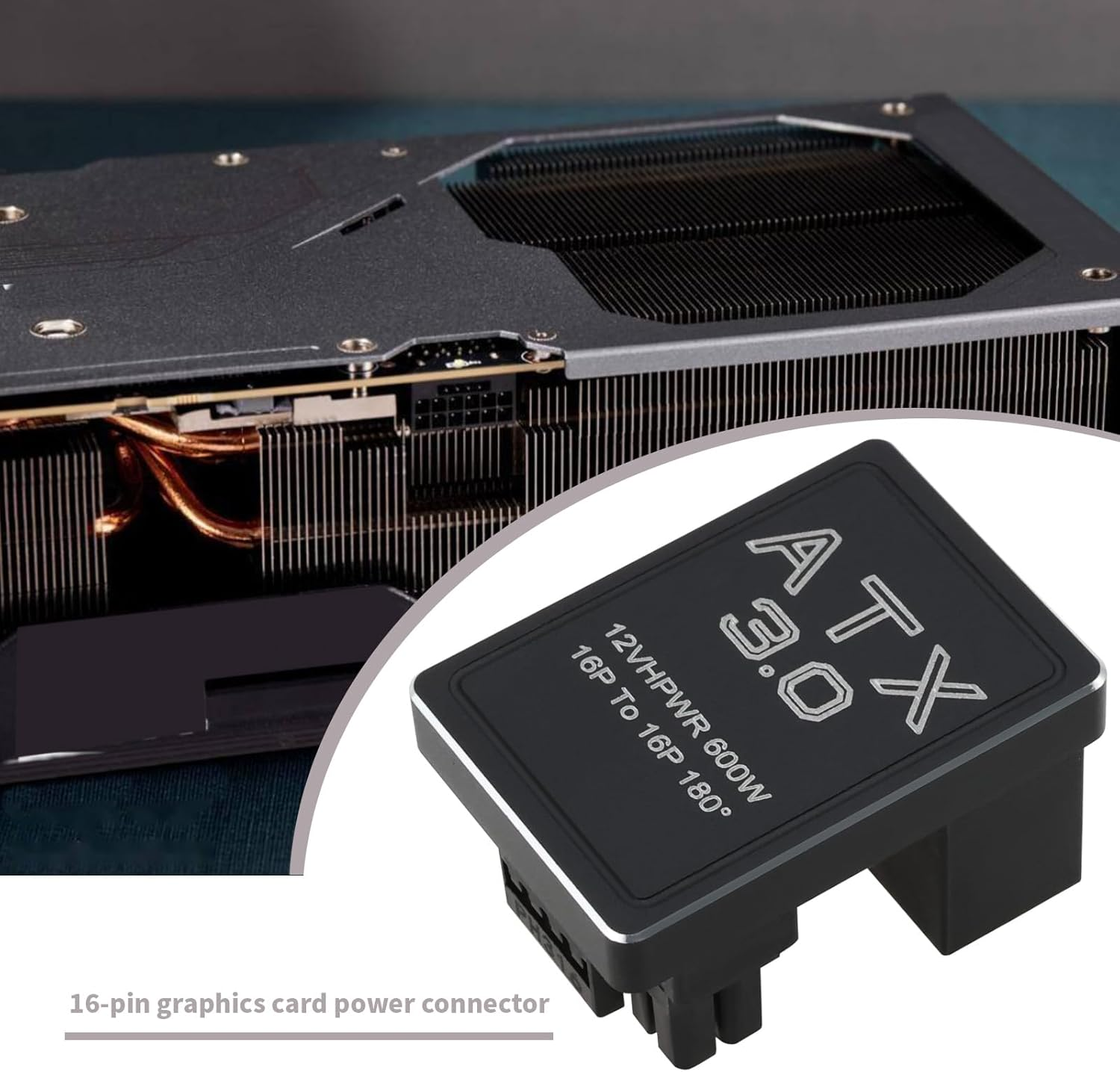 OTOTEC 1X 12VHPWR 12+4 Pin Power Adapter ATX 3.0 16 Pins GPU Pcie5.0 180 Degree Angle Power Adapter Connector 600W Compatible with RTX 4090 4080 4070Ti 3090Ti Graphic Card Type B image number 5