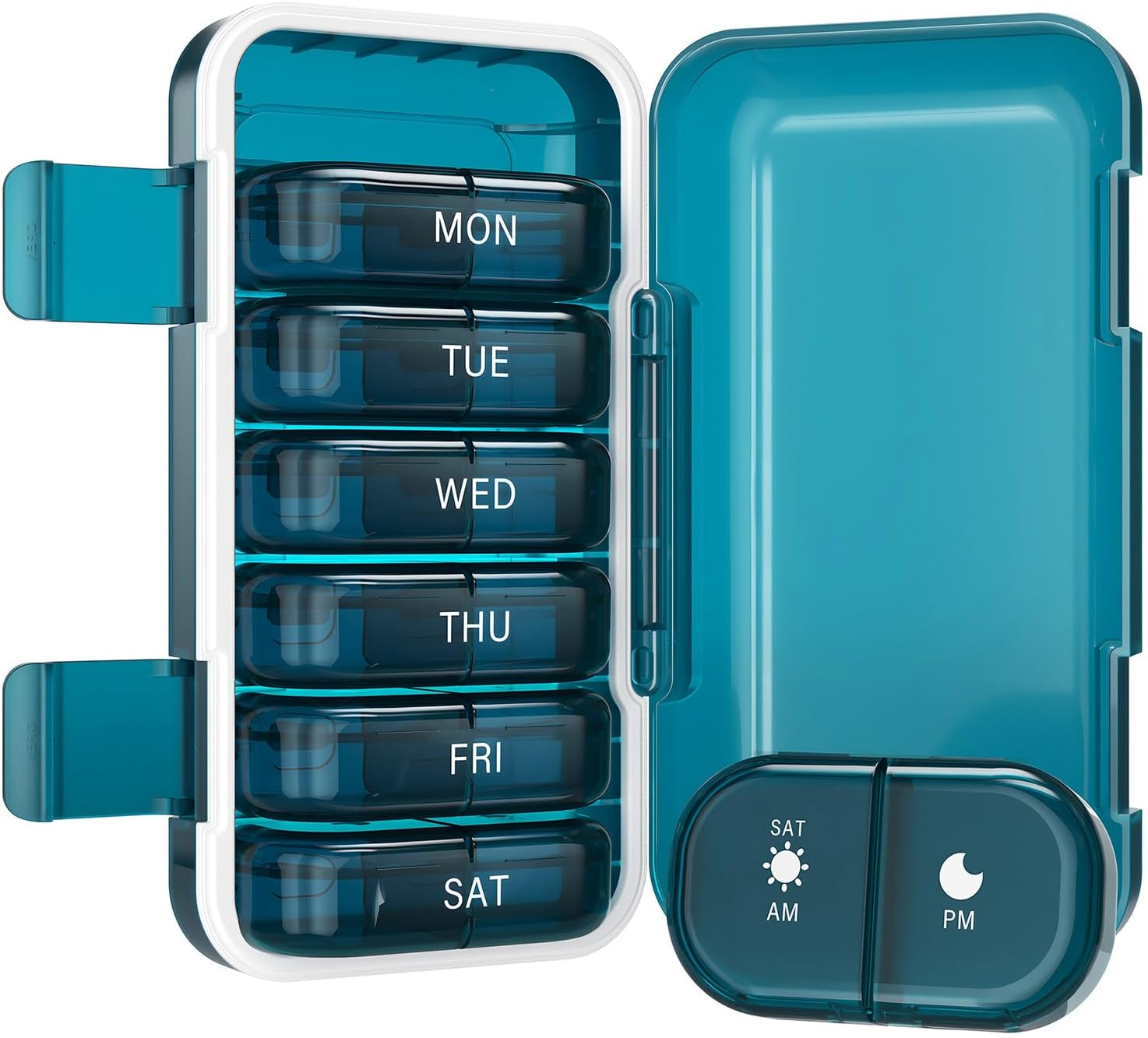 Vikie Weekly Pill Organizer 2 Times a Day with AM PM Sections, Bpa-Free, Portable & Moisture-Proof for Pills, Vitamins, Supplements (2X7 Blue) image number 5