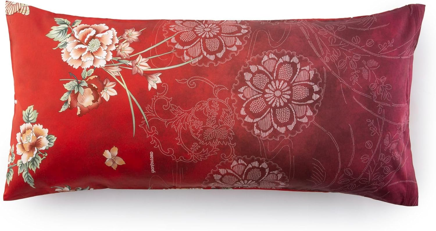 Bassetti ESPERIDI 9333313 Cushion Cover for Bed Linen 100% Cotton Satin in Red R1, Dimensions: 40 X 80 Cm