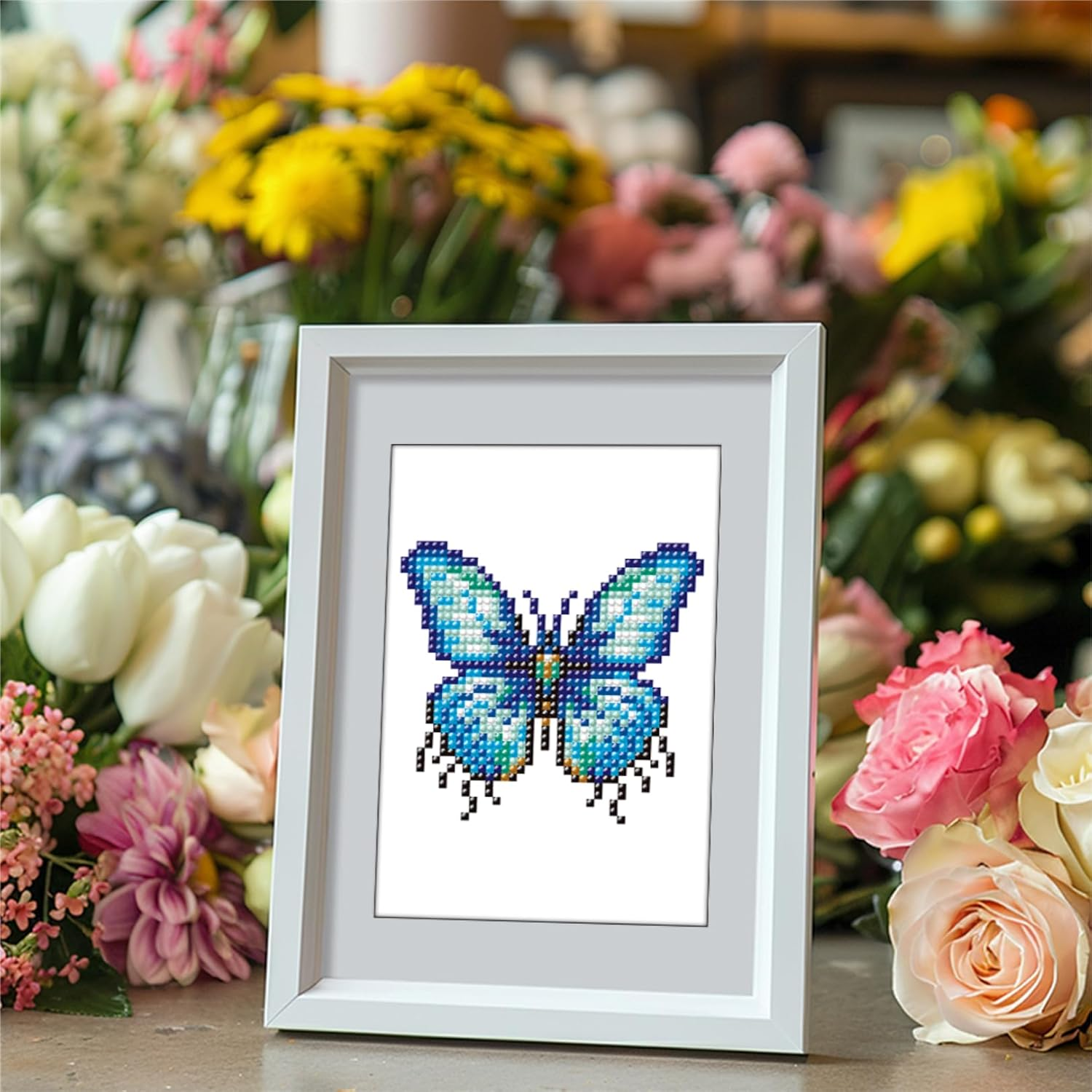 Haocy 12Pcs Small Flower Diamond Art Kits for Adults,Mini Flowers Diamond Painting Kits Quick Gem Art for Beginner,1-Hour Postcard-Style,Paint by Diamond Mosaic,Home Wall Decor (Butterfly) - Bird image number 7