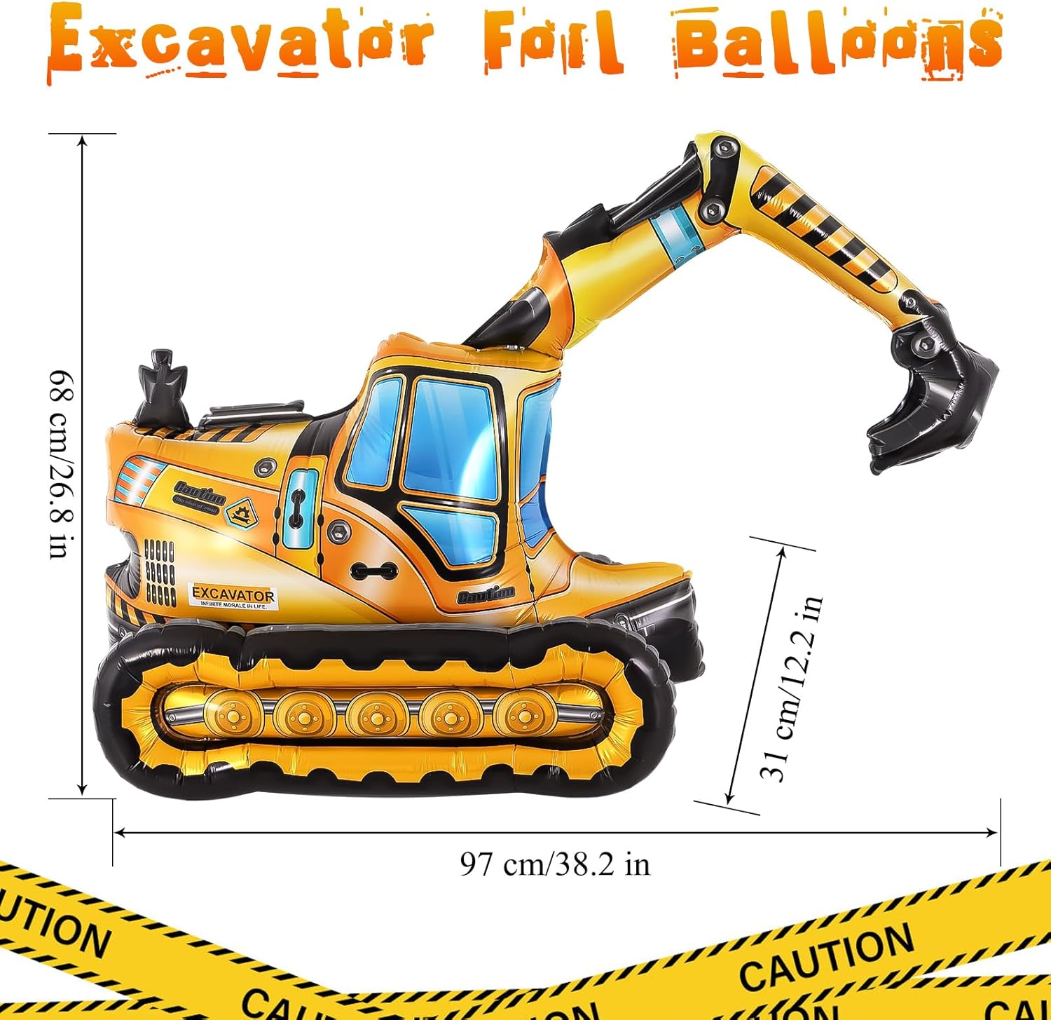 Large Excavator Balloon,25 Inch Self Standing 4D Foil Construction Balloon,Digger Engineering Vehicle Balloon for Kids,Construction Birthday Party Supplies for Construction Theme Party Decoration image number 6