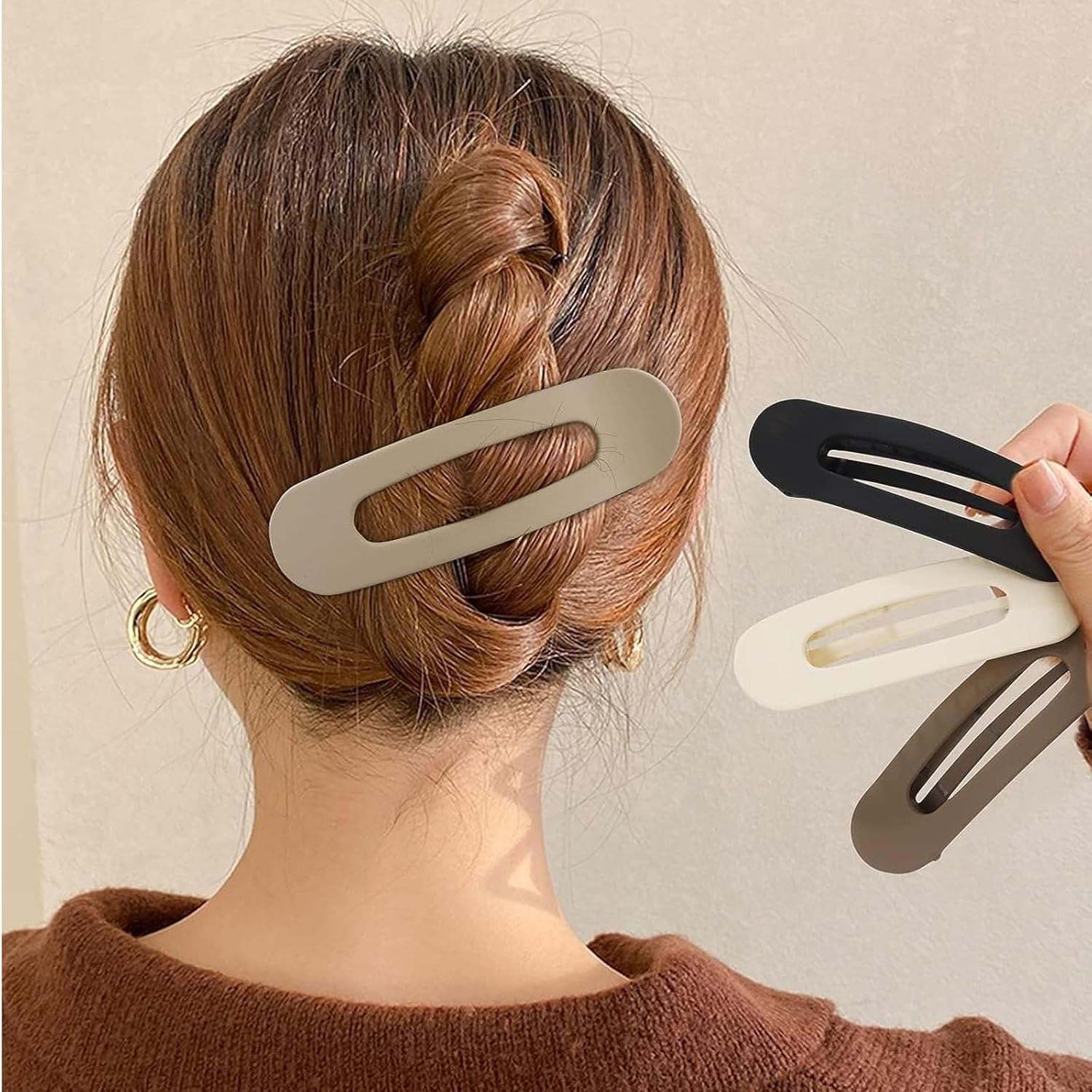 Ruzister&reg; Pack of 12 Flat Claw Clips for Women, Non-Slip Alligator Hair Clips in Neutral Colours, Ideal for Daily Use, Durable Multicolor image number 3