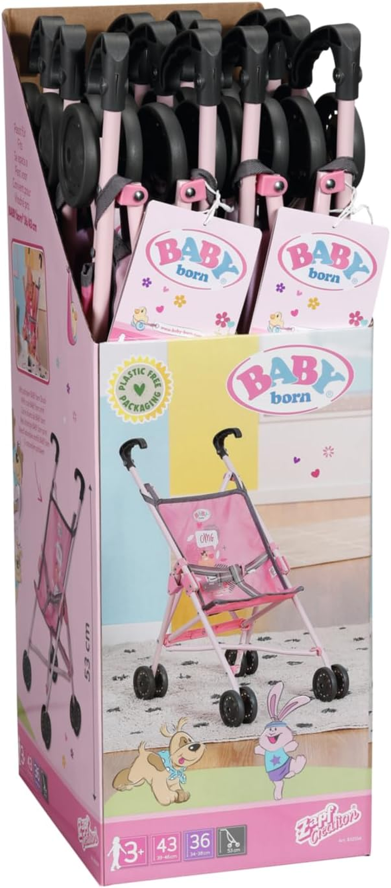 BABY Born Stroller with Bag for 43Cm Dolls - Easy for Small Hands, Creative Play Promotes Empathy & Social Skills, for Toddlers 3 Years & up - Includes Net Bag image number 3