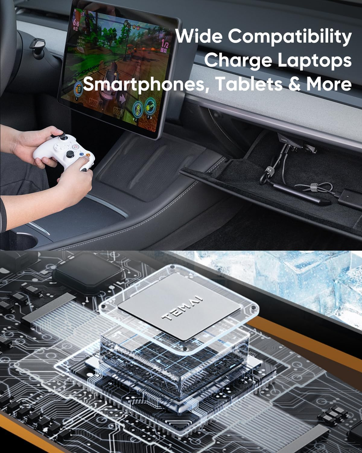 Tesla USB Hub, USB 3.0 Data Transfer, Type-C and USB Ports, Compact Design (Glovebox Hub, Horizontal Plug - 3(21-23) & Y(21-24)) image number 3