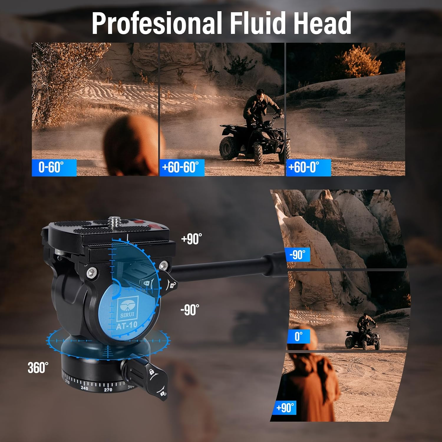 SIRUI Traveler X Lightweight Carbon Fiber Tripod with Panoramic Video Head, 59.8&rdquo; Compact Camera Tripod with Quick Leg Setup, Max Load 11Lbs (Fluid Head/At-10)