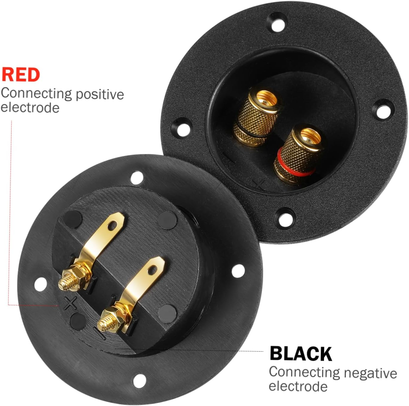 LALAFINA 5Pcs round Speaker Terminal Binding Post Connectors for DIY Hifi Audio Compatible Subwoofers and Home Theater Systems Black image number 4