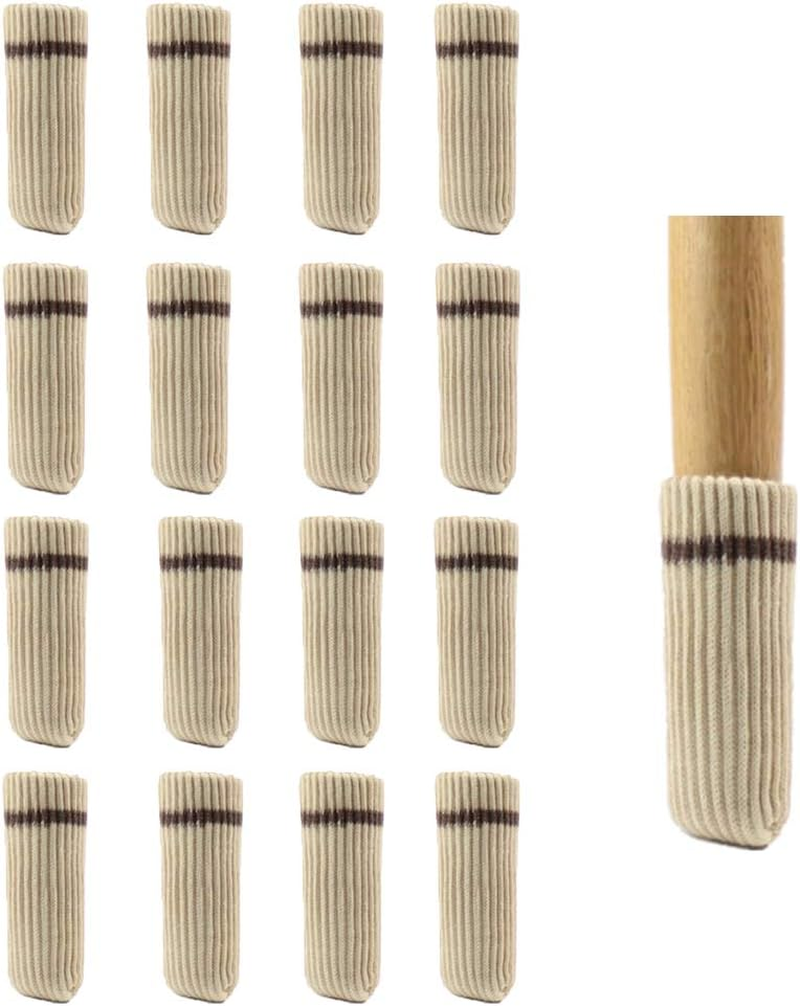 Aoozleny 16Pcs Furniture Leg Socks, Protectors Knitted Chair Leg Cover Moving Easily and Reduce Noise Wood Floor Protectors (Browna)