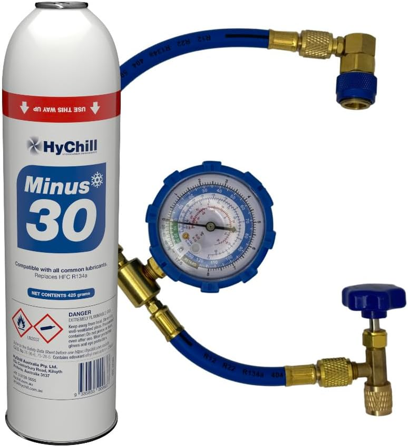 Hychill minus 30 Low GWP Hydrocarbon Refrigerant 425G Can with Valve and Hose Kit
