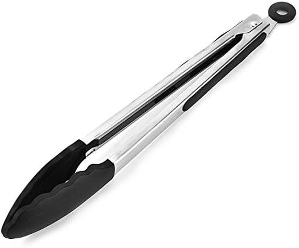 Kitchenware Gadgets 12 Inch Silicone Non-Slip Food Bread Barbecue BBQ Clip Tongs Kitchen Tools(Black) Kitchenware Gadgets (Color : Black) image number 1