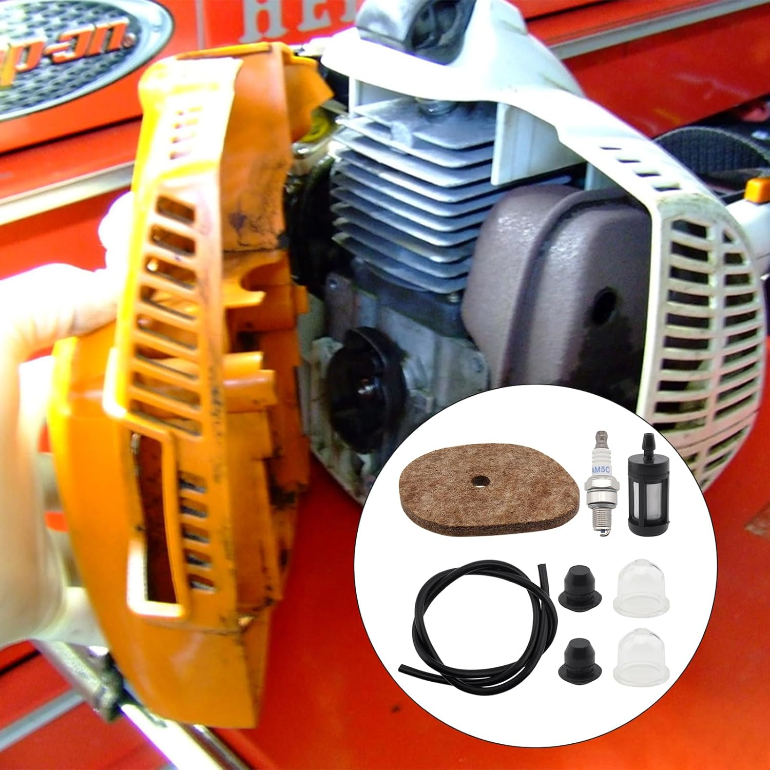 Windance Air Filter Element Cleancer with Oil Filter Spark Plug Tune up Kit Replacement Fit for Stihl Trimmer KM56 FS56RC FC70 FS40 FS50 FS70RC image number 2