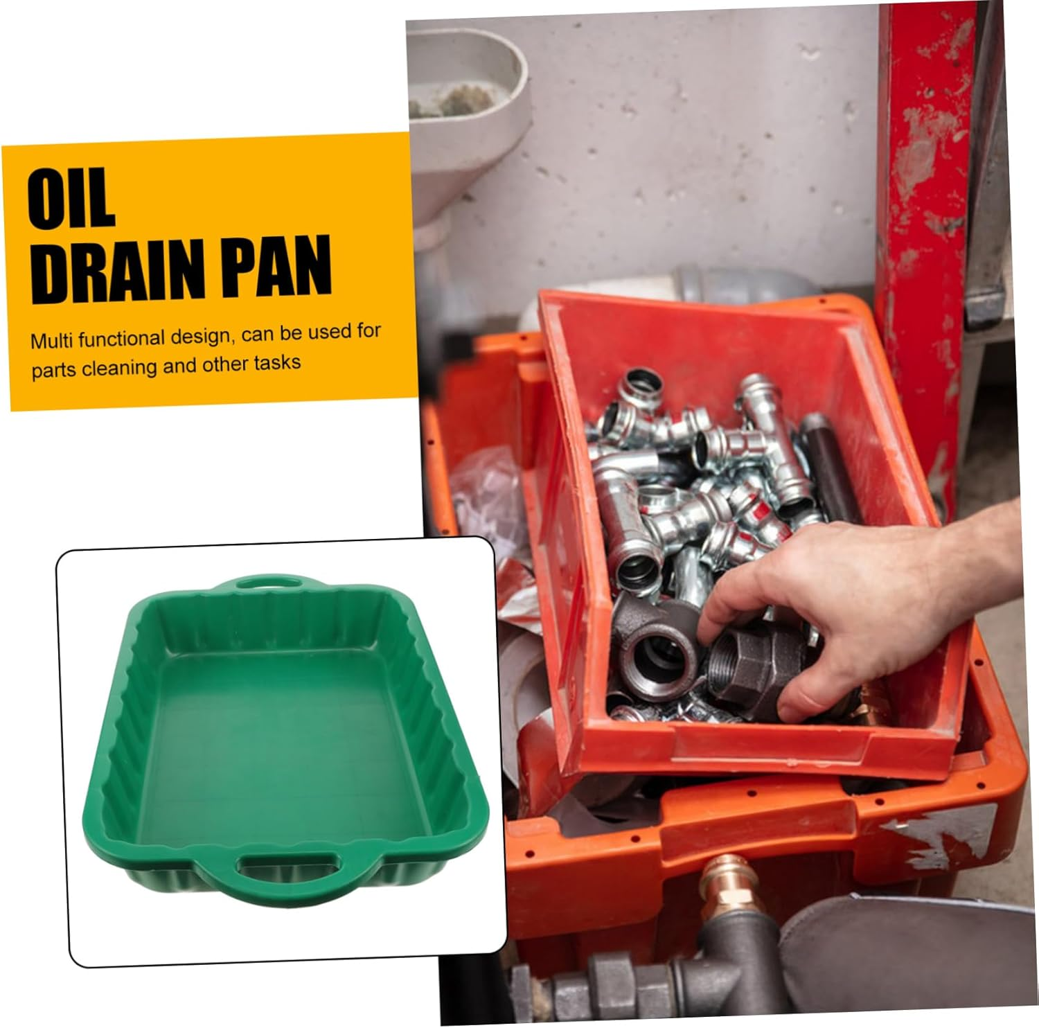 BESTYASH Thickened Plastic Oil Drain Pan and Waste Engine Collector, Large Capacity Drip and Storage Pan for Car Maintenance and Repair, Sturdy Engine Fluid Tray Suitable for Garage Use image number 6