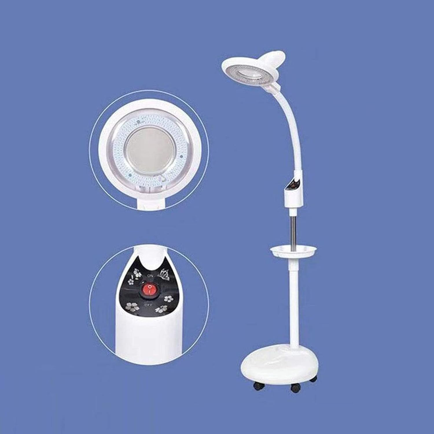 Led Floor Standing Magnifying Lamp, Floor Cold Light Magnifier, Stand Lamp Glass Adjustable Rolling Diopter Salon Spa Beauty Makeup Skincare Nail Tattoo Light Magnifying Tool XXZ image number 1