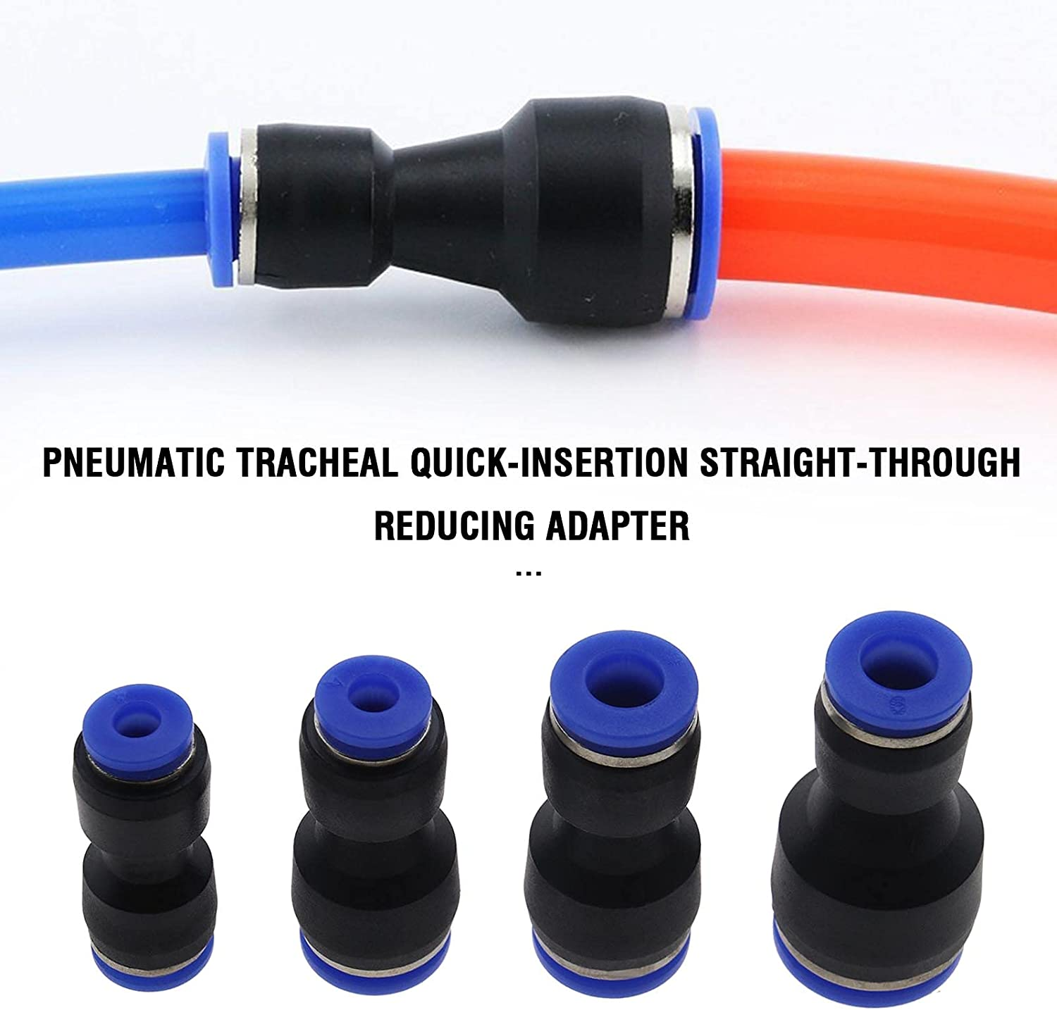 Emsea 24Pcs Pneumatic Push to Connect Fittings Pipe Joint Kit Reducer Adapter image number 6