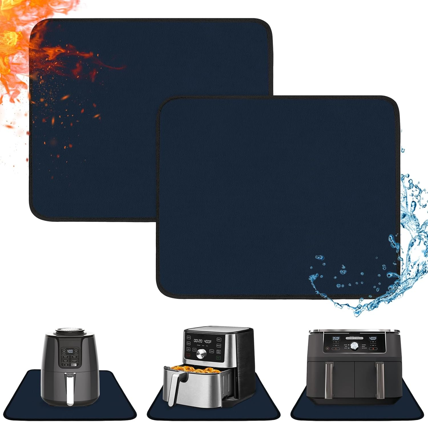 Amerbro Heat Resistant Mats for Countertop - Firproof 16X24 in Heat Resistant Mats for Air Fryer - Kitchen Countertop Protector for Air Fryer, Coffee Maker, Stand Mixer, Toaster, Oven 2PCS - Grey