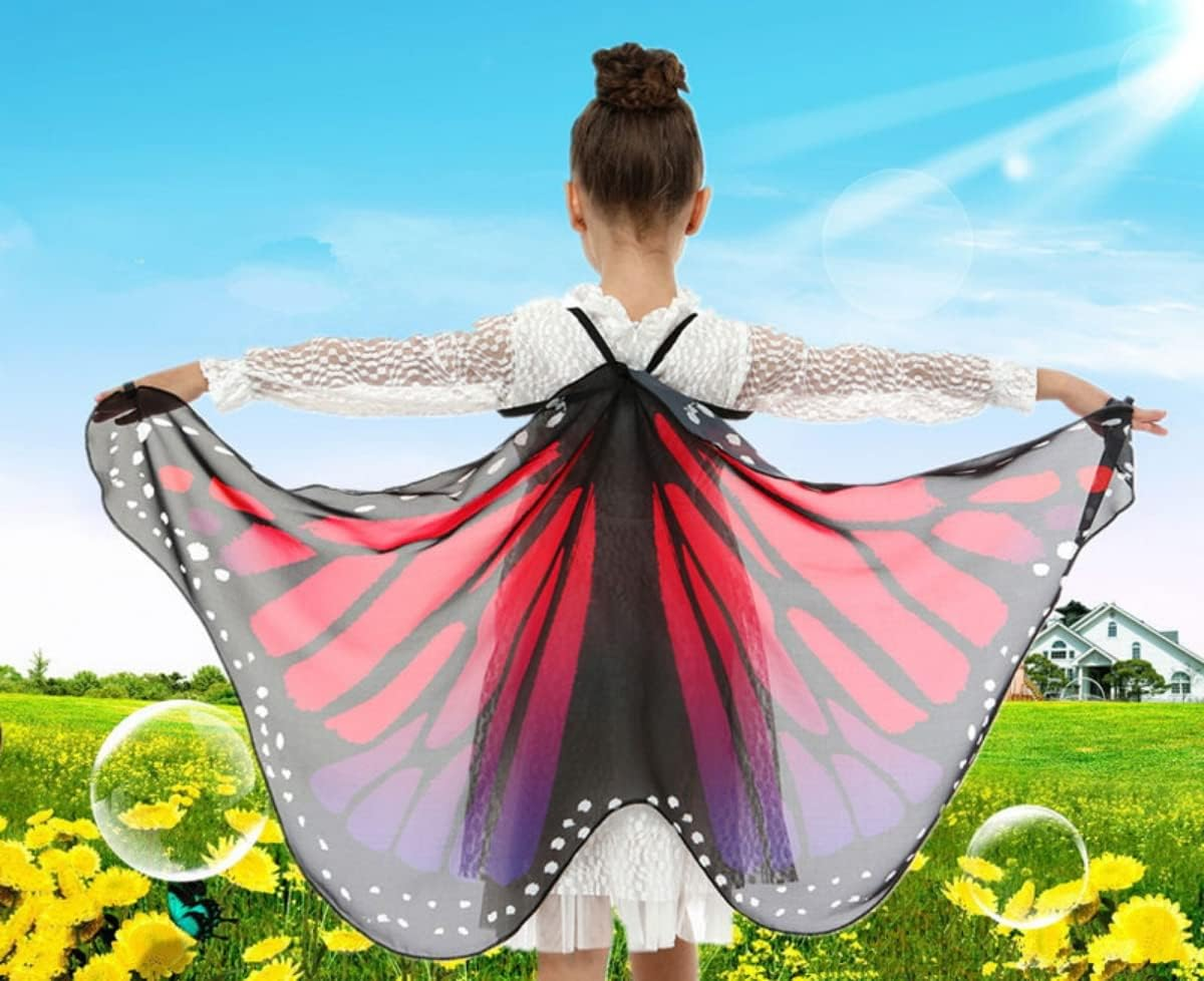 Costume Bay Kids Girls Butterfly Wings Cape Princess Scarf Fairy Wrap Cloak Shawl Book Week Halloween Costume Dress Up image number 6