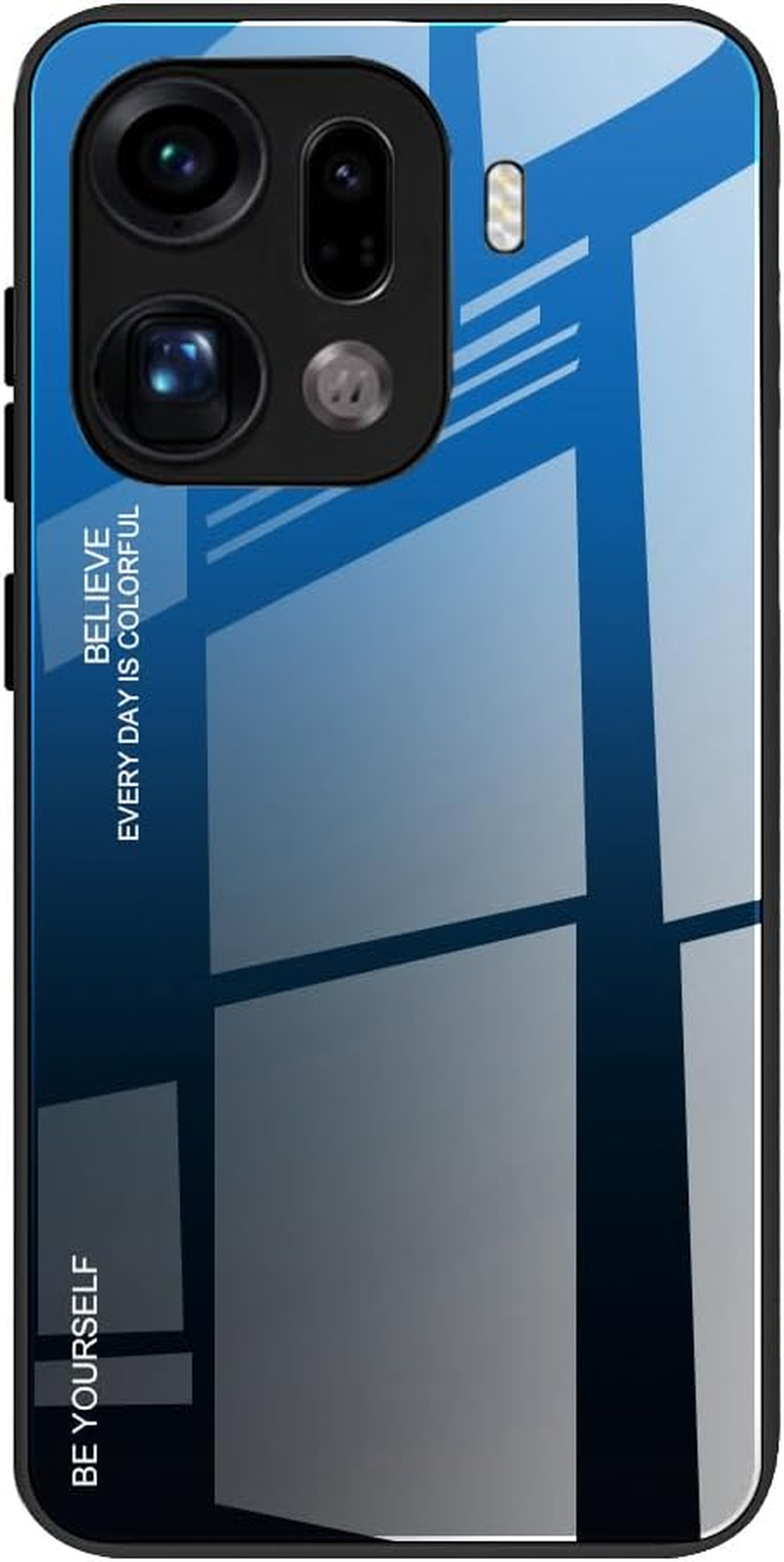 DEDUX Case for Oppo Find X9 Pro 5G Mobile Phone Case, Gradient Glass and TPU Protective Case Cover for Oppo Find X9 Pro 5G (Blue/Black)