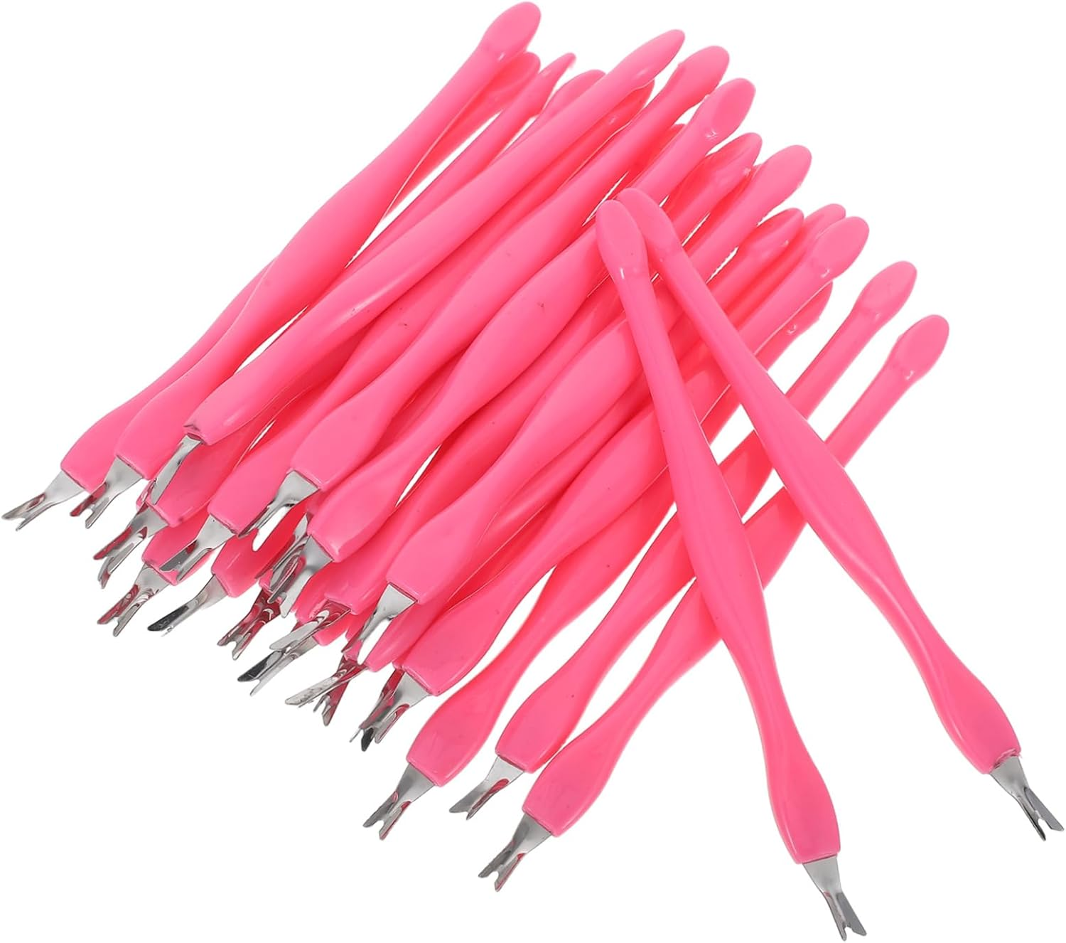 SOESFOUFU 24Pcs Stainless Steel Cuticle Remover Fork with Ergonomic Grip for Nail Skin Care Dead Skin Trimmer Tool for Manicure and Pedicure Gentle and Professional Nail Grooming
