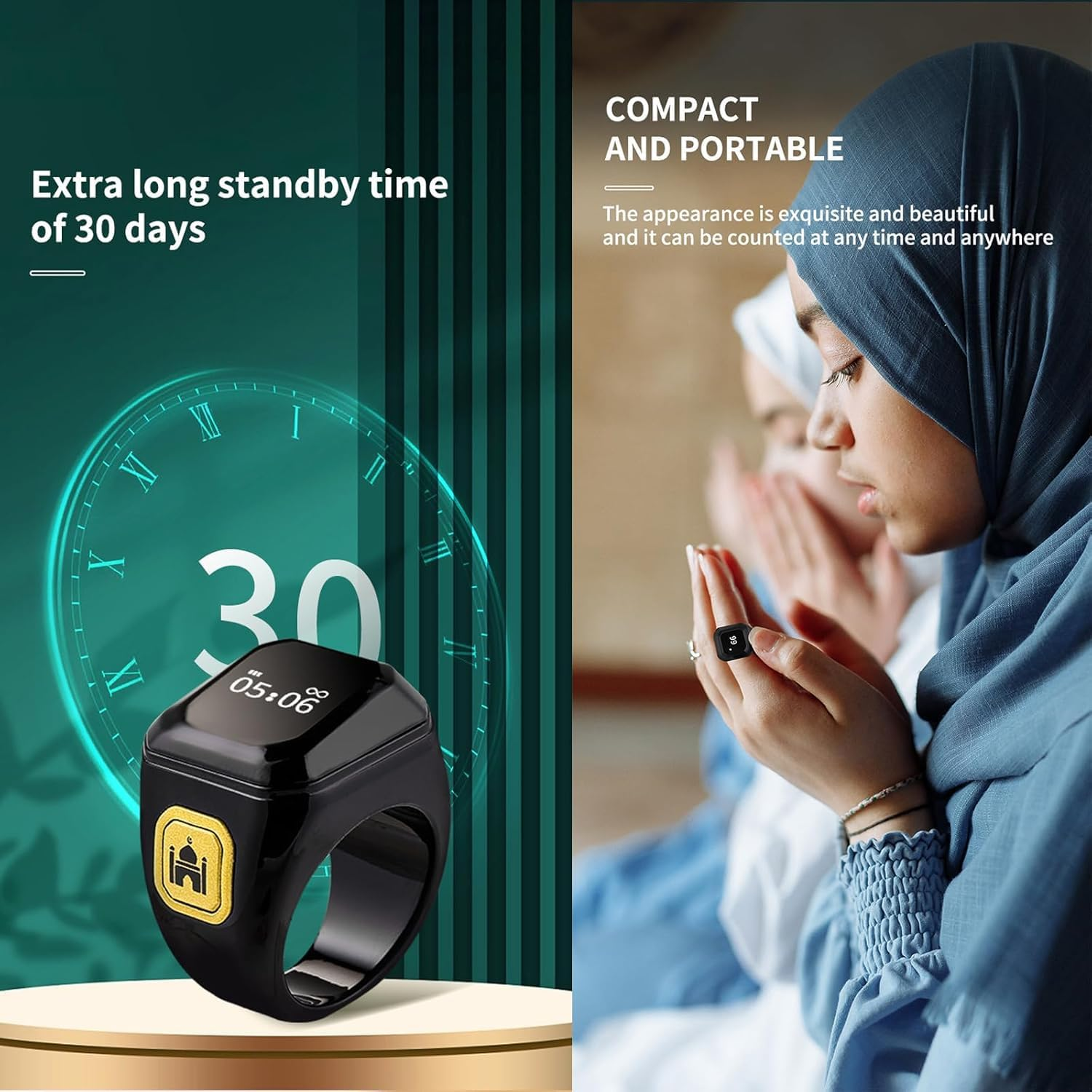 YUENTOEN Finger Tally Counter Clicker, Digital Tally Counter Ring with 0.49In Screen, APP Support, Prayer Reminders, Easy Count, Lightweight and Portable (22Mm) image number 5