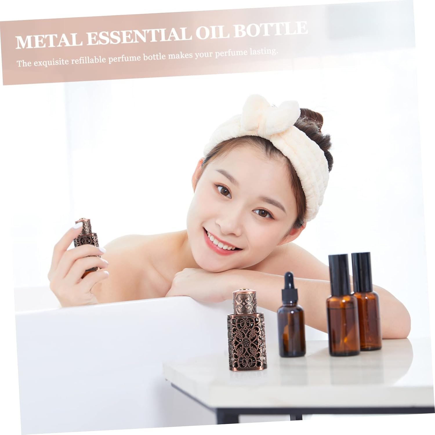 CHILDWEET 2Pcs Spray Bottle for Essential Oil Travel Bottle Tight Seal Portable Perfume Dispenser Metal Travel Leakproof image number 3