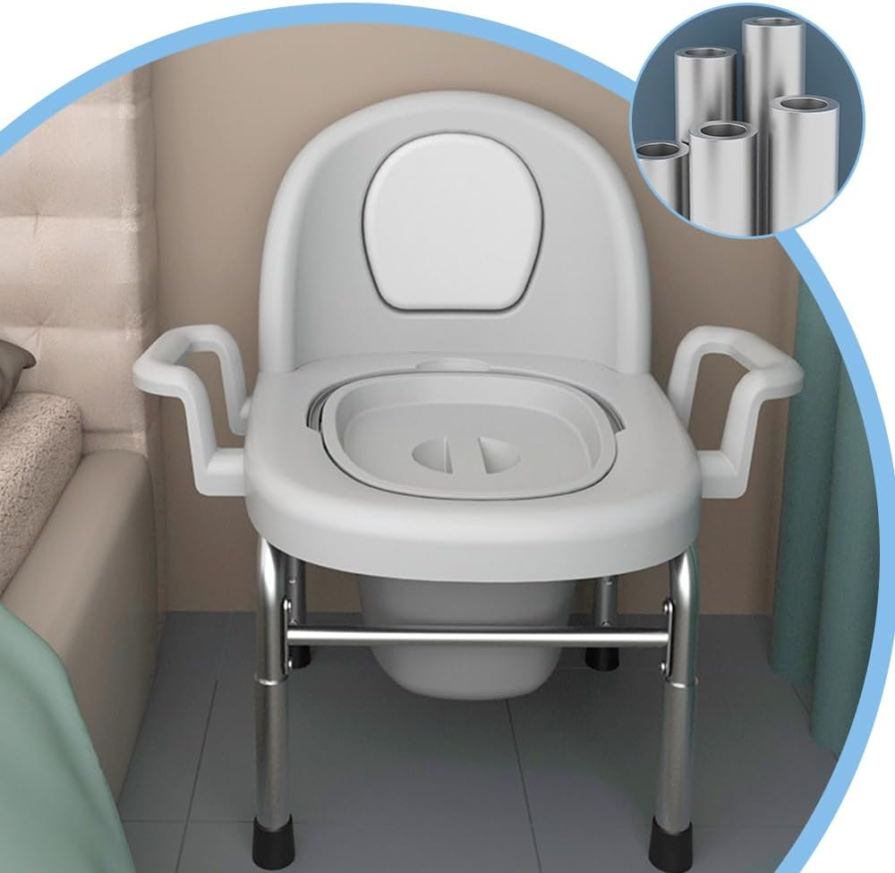Bedside Commode,Portable Toilet,Adjustable Potty Chair,Commode Chair,Removable Bucket,For Elderly, Pregnant Women, Children, People with Reduced Mobility image number 1
