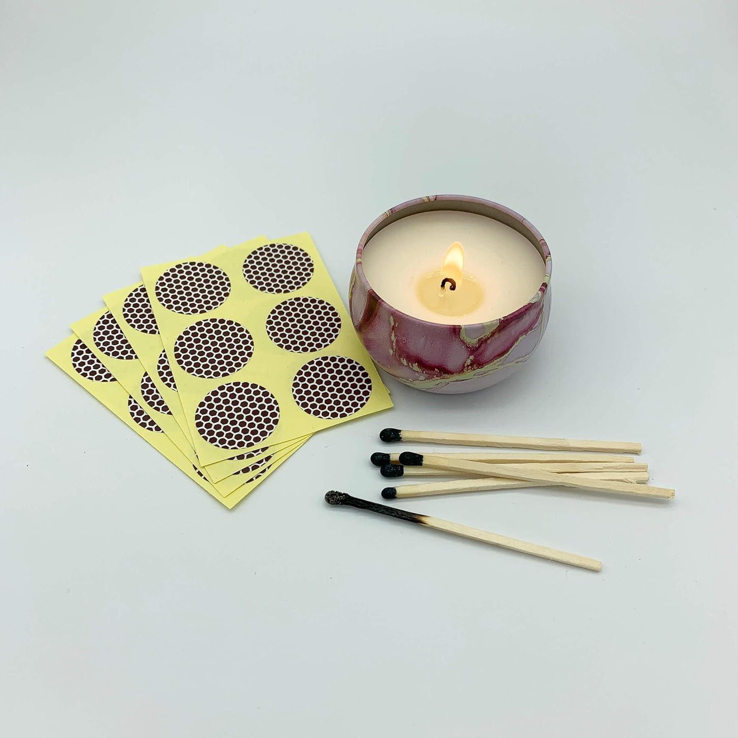 Self-Adhesive Match Striker Paper | 1 Inch Circle Brown Honeycomb Striker 24Pcs | Convenient and Easy-To-Use Match Striker Sticker for Safety Matches (Brown Honeycomb), 25Mm image number 6