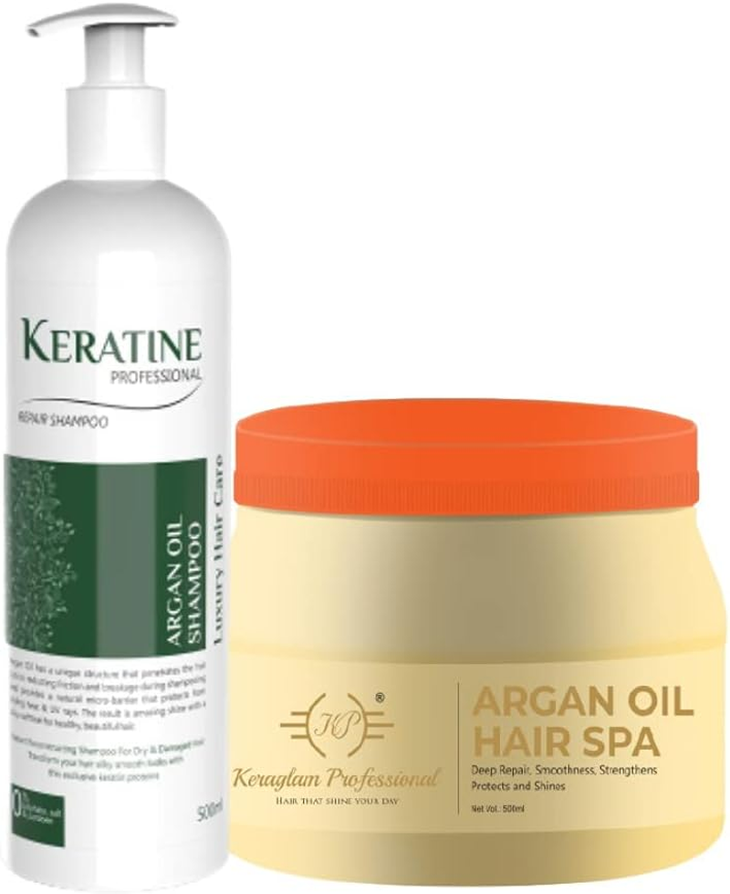 Keratine Professional Argan Oil Sulphate Free Shampoo & Keraglam Hair Spa Combo image number 4