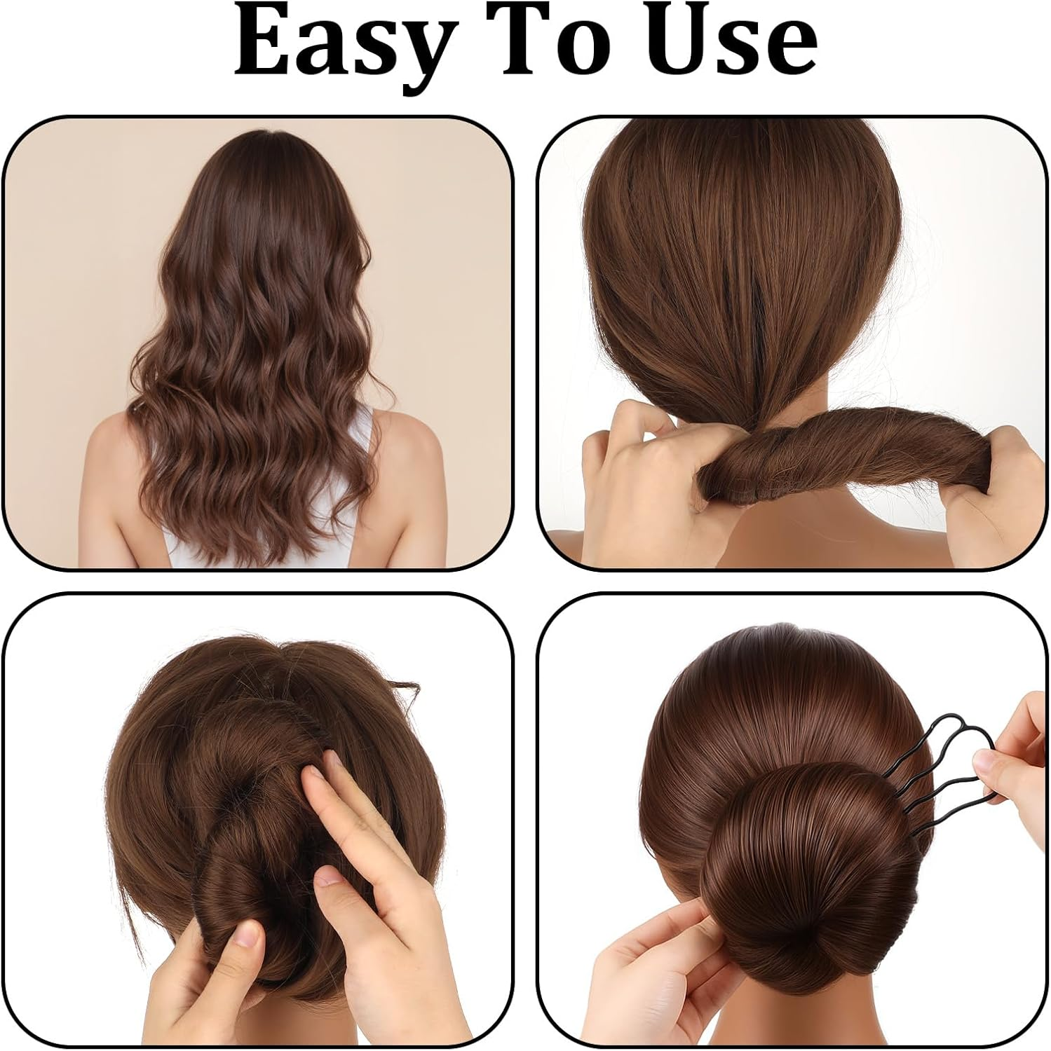 6 Piece Metal Hair Fork French Twist Comb for Updo Bun Hair Side Combs U-Shape Haire Fork Clip Hairs Styling Tool Messy Bun Maker Vintage Hairstyle Accessories for Women Hairs Accessories (Black) image number 3