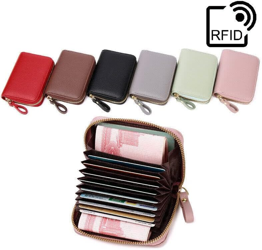 Women Zip Leather Wallet Card Holder Short Wallet RFID Blocking Coin Purse Pouch, Stylish & Secure Small Pouch
