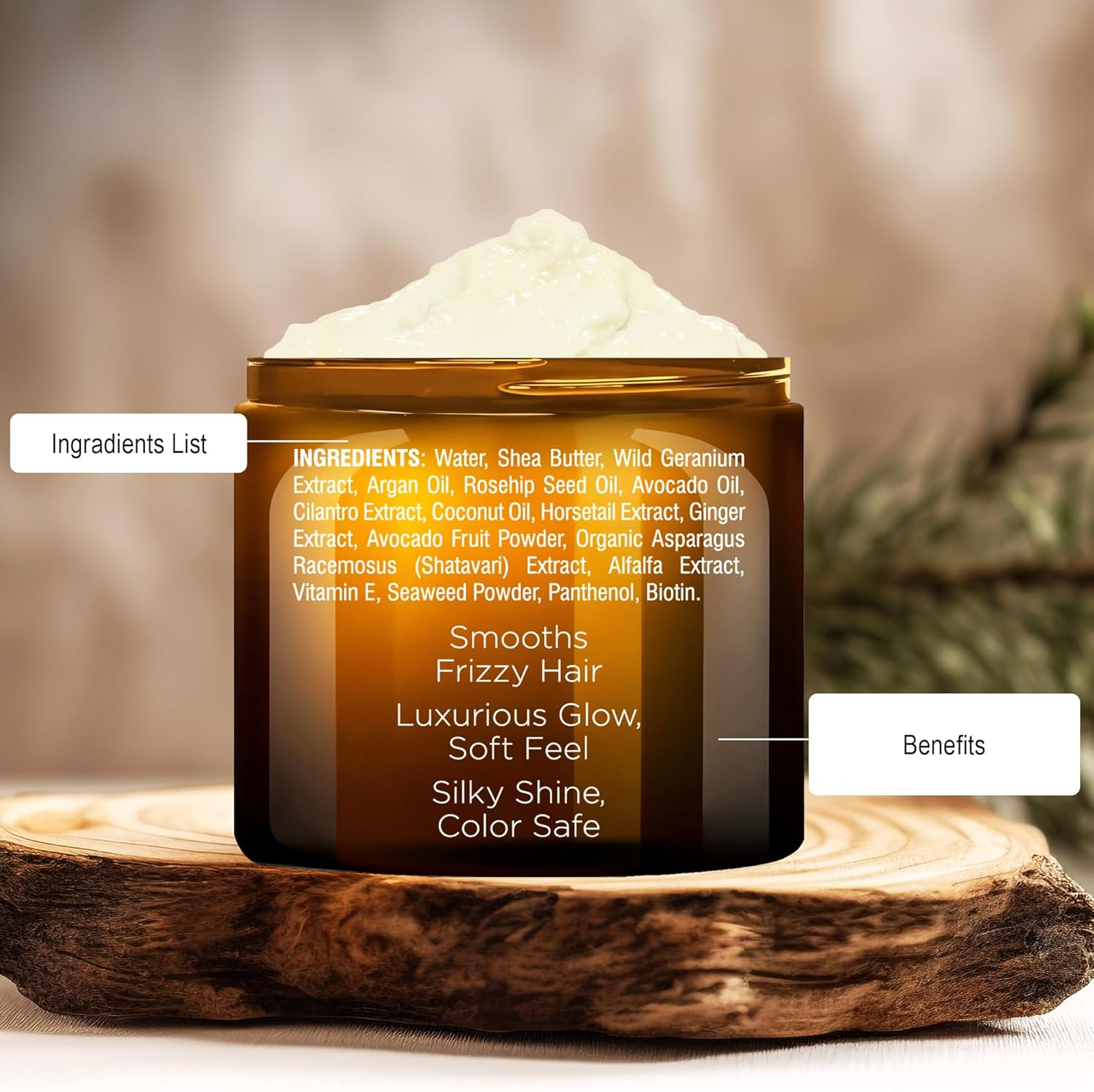 Majestic Pure Avocado and Coconut Hair Mask for Dry Damaged Hair - Infused with Biotin - Deep Conditioning, Hair Thickening, for Healthy Hydrated Hair, Sulfate Free, 16 Fl Oz image number 2