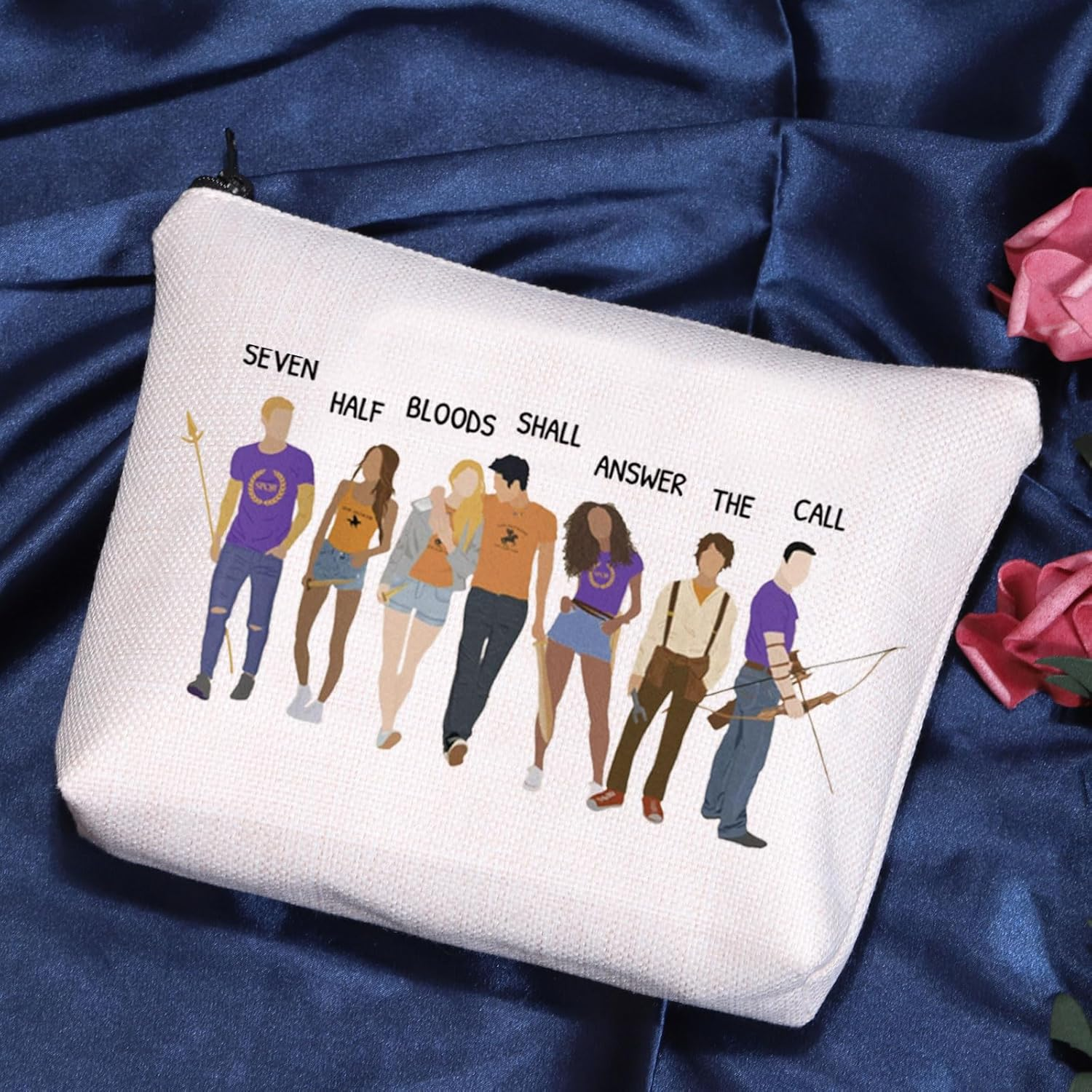 POFULL Camp Half Blood Cosmetic Bag Bookish Gift Seven Half Bloods Shall Answer the Call Makeup Pouch, SEVEN HALF image number 1