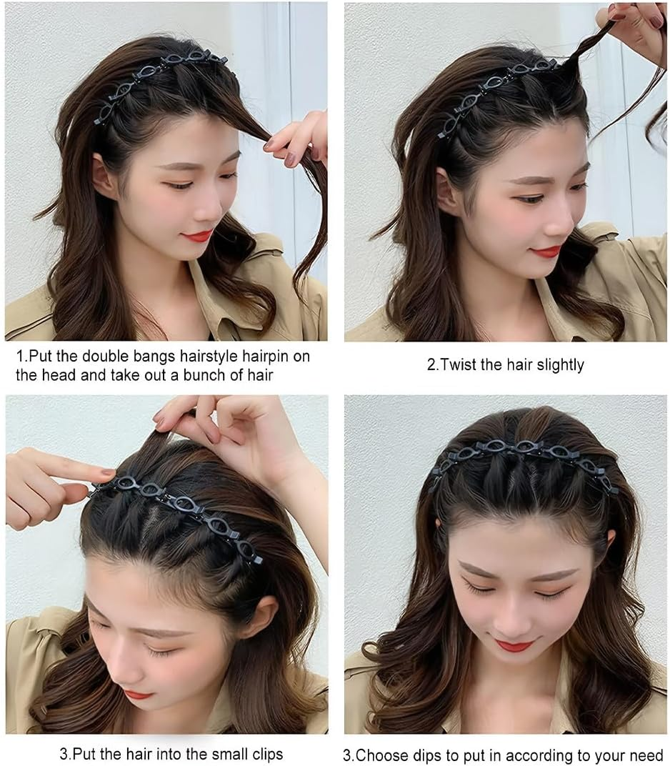 Bangs Hairstyle Hairpin, Headband with Clips and Prongs for Women, Hairstyle Aid Headband with Clips, Hairpins Hairdressing Supplies Women image number 3