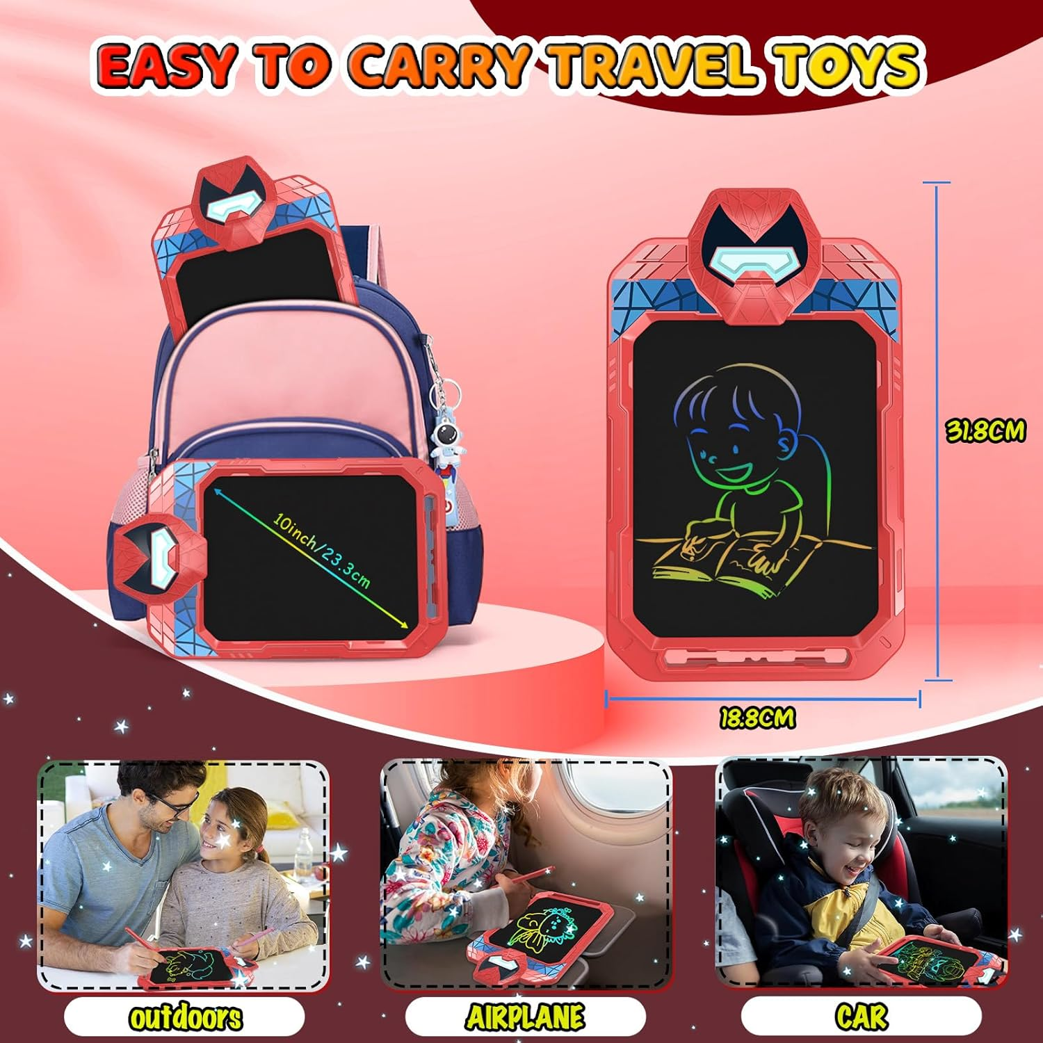 LCD Writing Tablet 10 Inch Colorful Doodle Board, Electronic Erasable Reusable Drawing Pad,Magic Kids Drawing Tablet, Educational Writing Board Toys Gifts for 3 4 5 6 7 8 Year Old Girls Boys image number 5