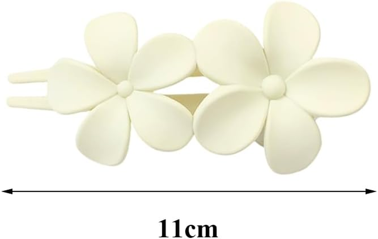 2Pcs Matte Flower Hair Clips Hair Barrettes Accessories for Women Girls Thick Hair (White+Coffee)