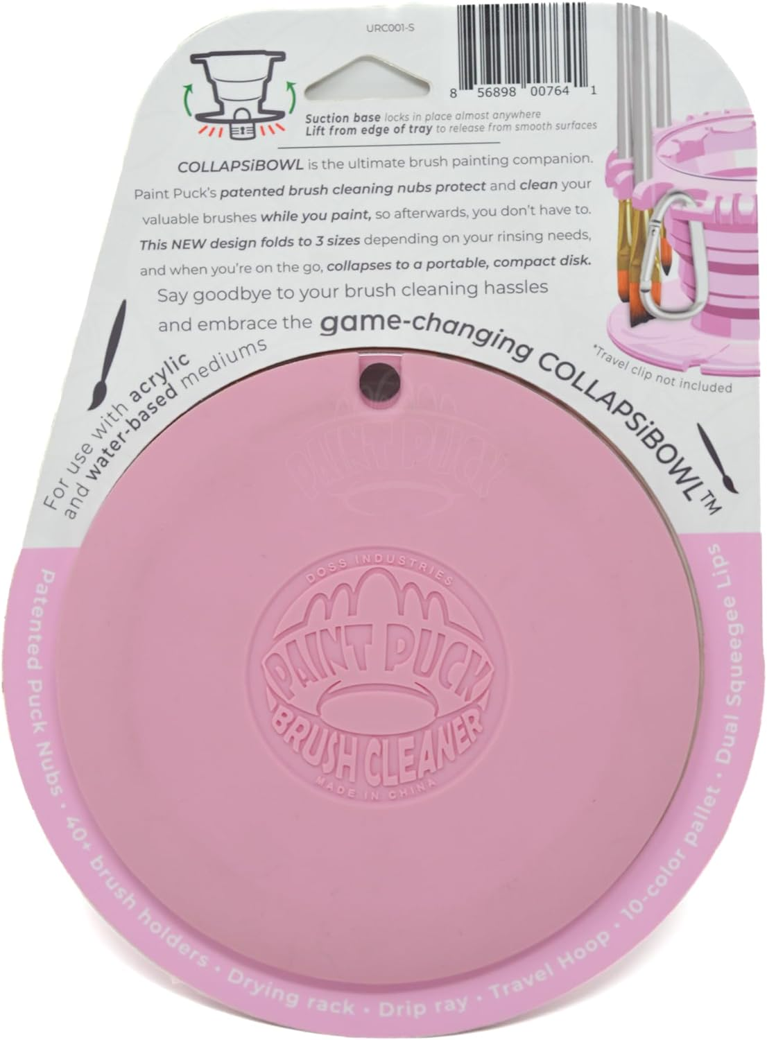 Collapsable Paint Brush Cleaner Rinse Cup (All-In-One) Fine Art, Studio, Classroom | Brushes Holder & Silicone Cleaning System for Acrylic, Watercolor, and Water-Based Mediums (Pink) image number 5