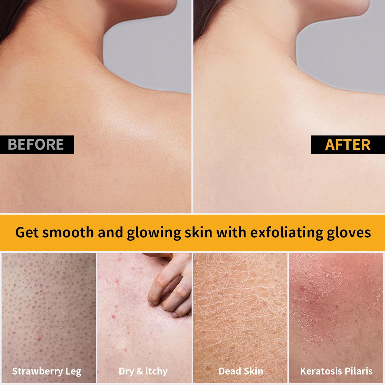 Exfoliating Glove, Exfoliating Mitt for Bath and Shower, 100% Vegan Viscose Exfoliating Body Scrubber, Dead Skin Remover & Body Scrubber Exfoliator, 2Pcs (Beige&Green)