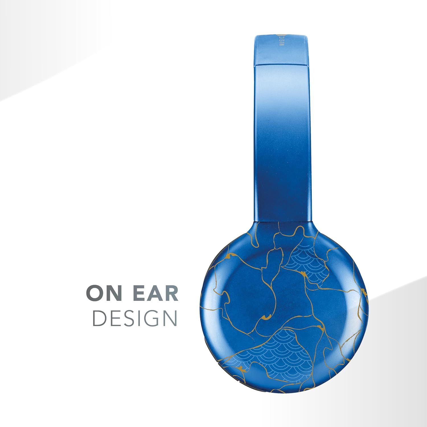 Music Sound - Bluetooth Headphones with Soft-Touch On-Ear Headphones - Adjustable Ear Hooks - Adaptability and Comfort - Play Time 22 Hours - Blue image number 5