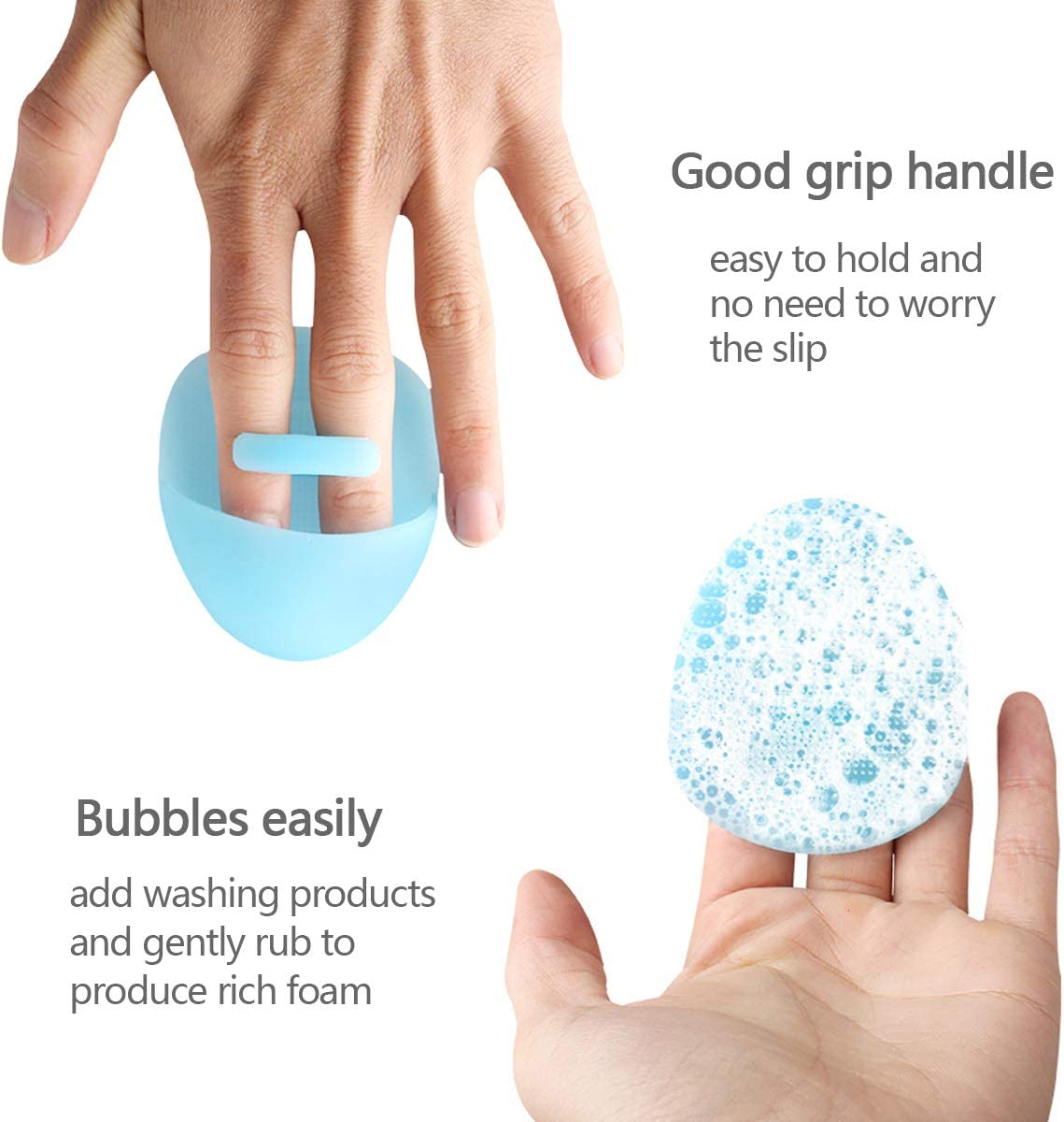 Facial Cleansing Brush Soft Silicone Face Scrubber Cleansing and Exfoliating for Sensitive Greasy Dry and All Kinds of Skin(Blue+Pink)