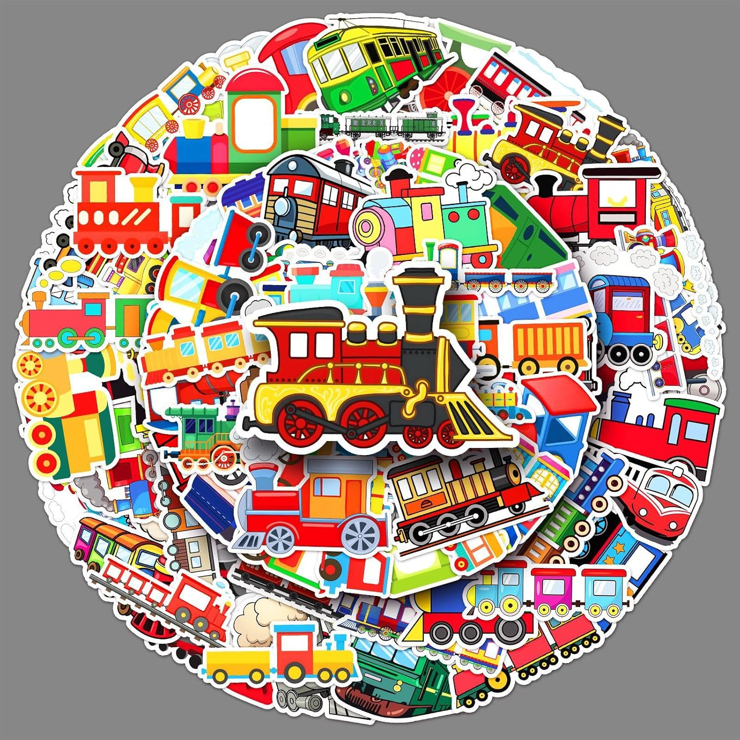 100 PCS Train Stickers Vinyl Waterproof Stickers for Boys,Girls,Kids,Children,Teens,Adults Decals for Laptop,Phone,Luggage,Computer,Skateboard,Bicycle,Water Bottle - Cute Hand-Painted Small Cat Stickers image number 2