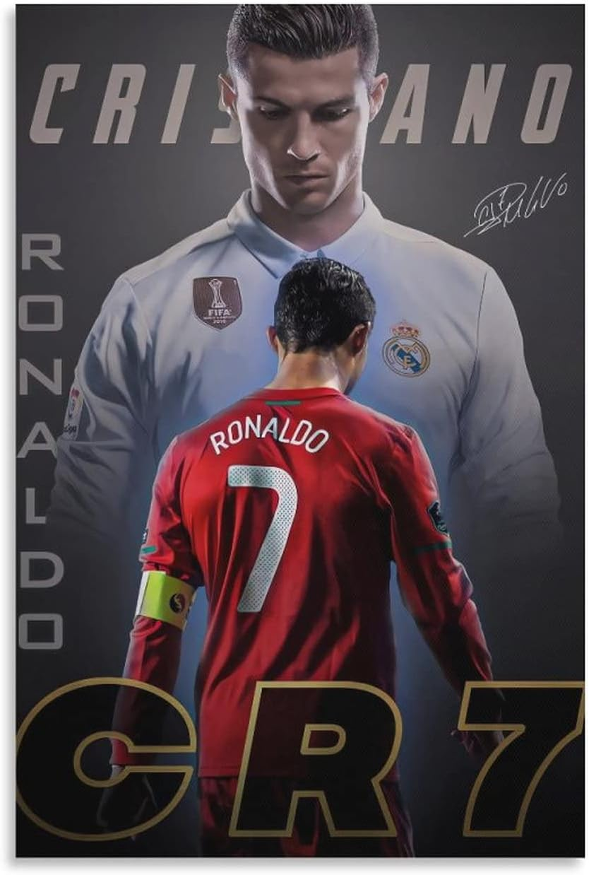 Cristiano Ronaldo Poster 1 Wall Art Canvas Print Poster Home Bathroom Bedroom Office Living Room Decor Canvas Poster Unframe: 16X24Inch(40X60Cm) image number 3