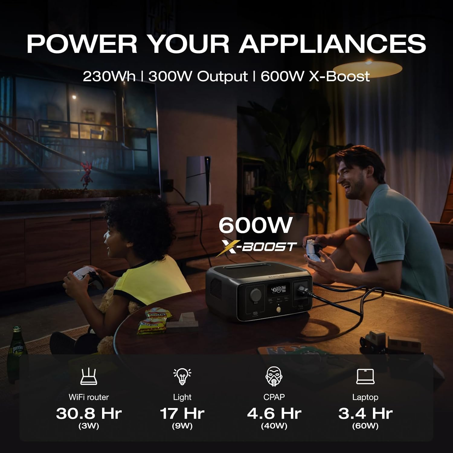 ECOFLOW Portable Power Station RIVER 3, 230Wh LFP Battery, up to 600W Output, 2&times; Runtime with Gan, 30% More Compact Solar Generator for Outdoors, Camping, Vans image number 1