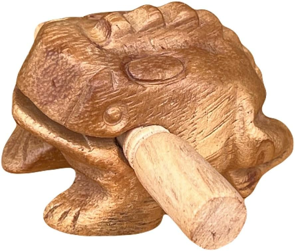 Natural Color Guiro Percussion Instrument Wooden Frog, Musical Home Decor Handcrafted Decoration 2.3-2.75 Inch image number 6