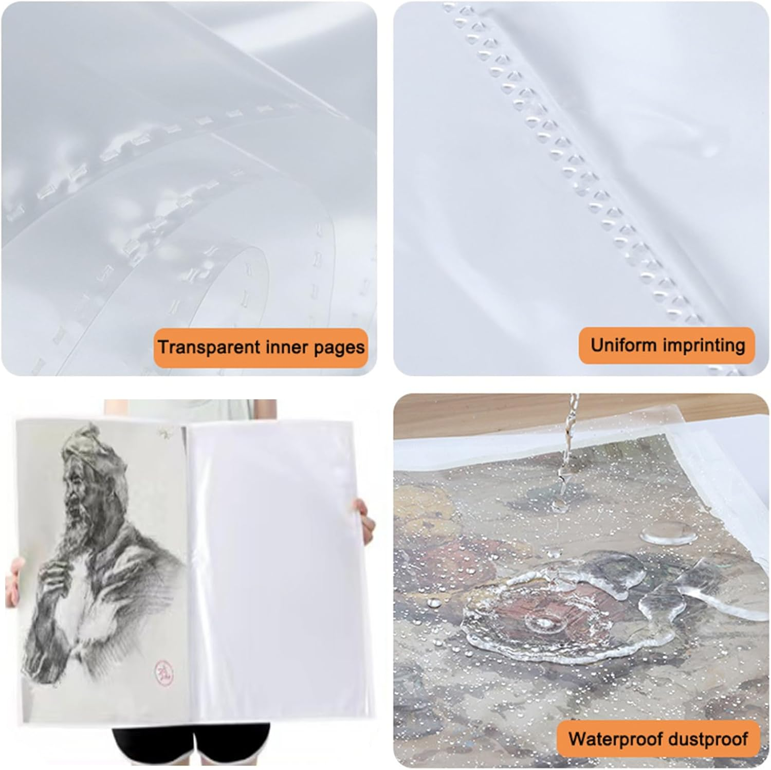 A2 Diamond Painting Storage Book, Diamond Art Portfolio Binder,80 Views Art Portfolio Folder with 40 Pages Clear Pockets Plastic Sleeves for Artwork (A2/4K) image number 4