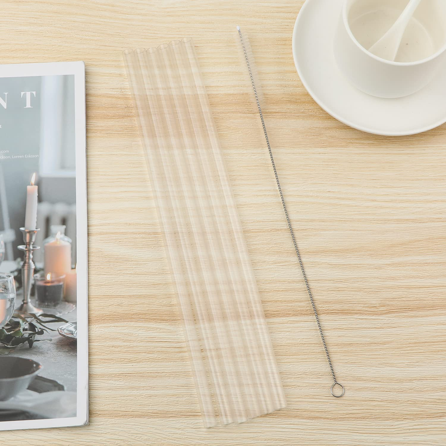 AIEX 6Pcs Replacement Straws for Stanley Adventure Quencher 40Oz Travel Tumblers, Reusable Plastic Straw with Cleaning Brush Cup 40 Oz Water Jug (30Cm / 11.8Inch Long) image number 2