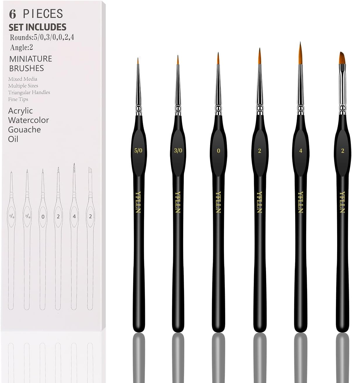 6Pcs Micro Paint Brushes Set with Triangular Handles - for Acrylics, Oils, Watercolors & Paint by Number, Citadel, Figurine, 40K，Mandala Painting(Black) image number 2