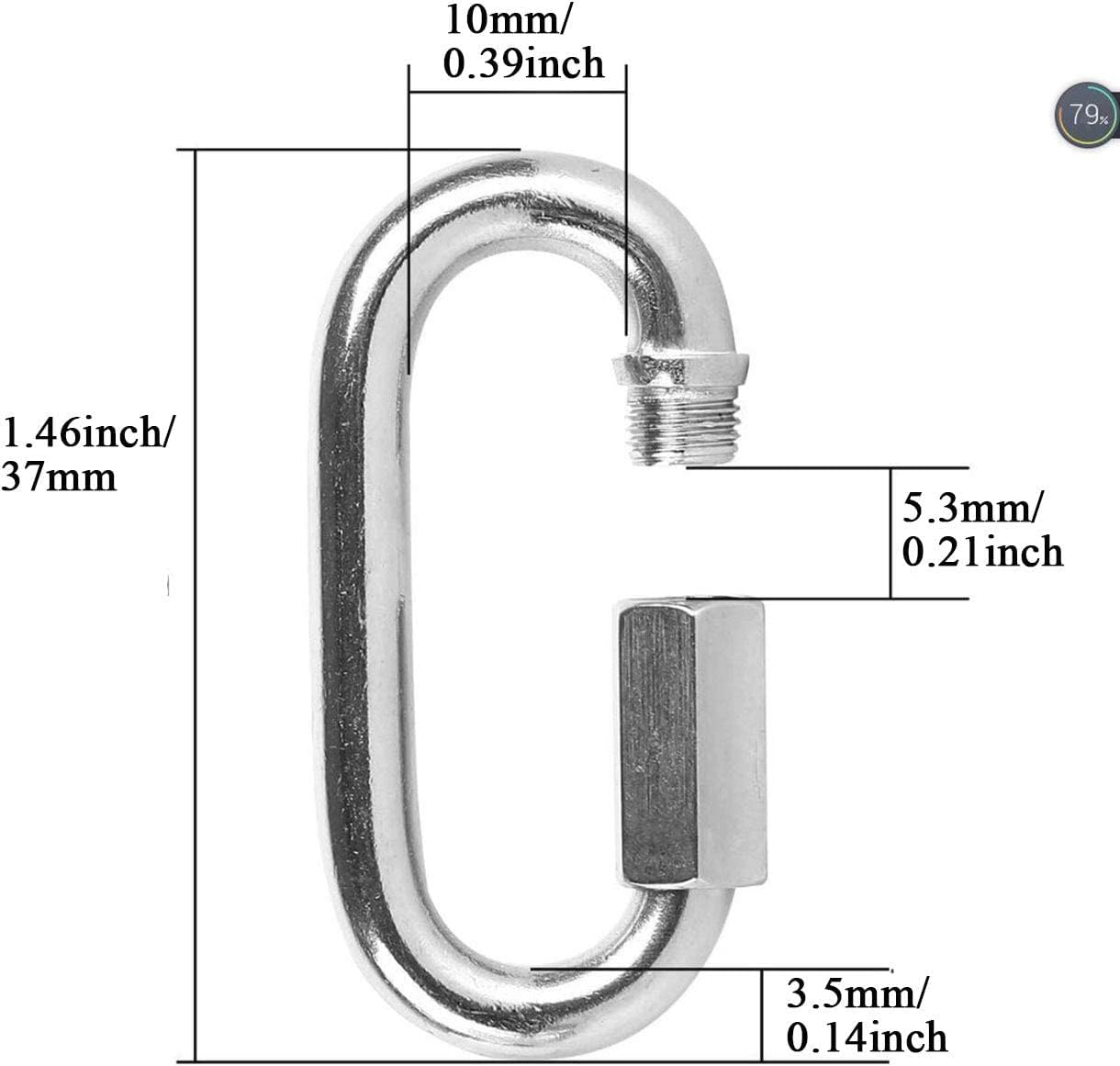 YETOOME 10 Pack 304 Stainless Steel M3.5 Chain Link, 1/8 Inch D Shape Locking Quick Chain Repair Links Pets Keychain for Outdoor Traveling Equipment image number 1