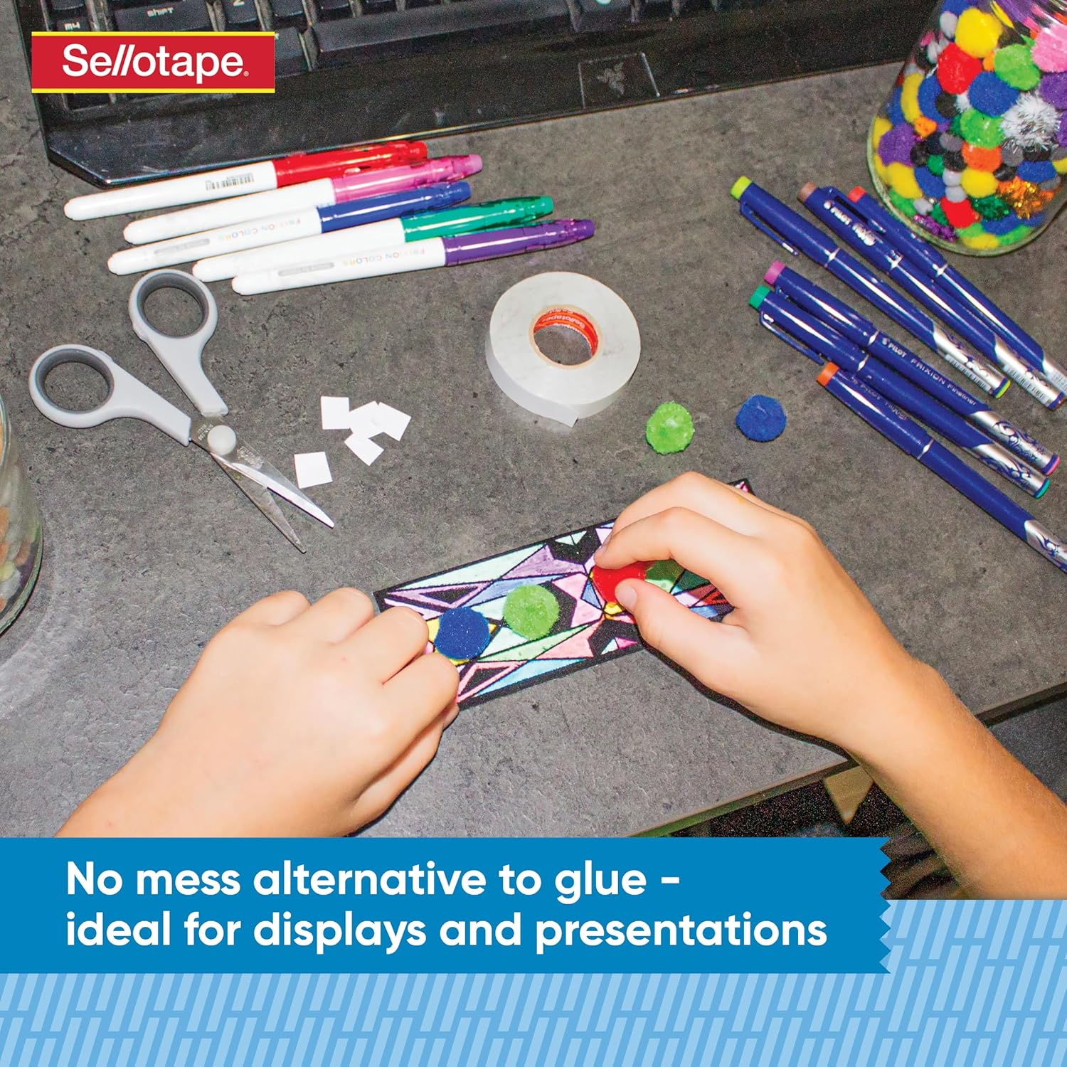 Sellotape Double-Sided Tape, 12Mm X 10M, Blister Card, Surface-Safe, Strong Adhesion, Removable Backing, Acid-Free, Ideal for Mounting, Crafts, and Photos image number 1