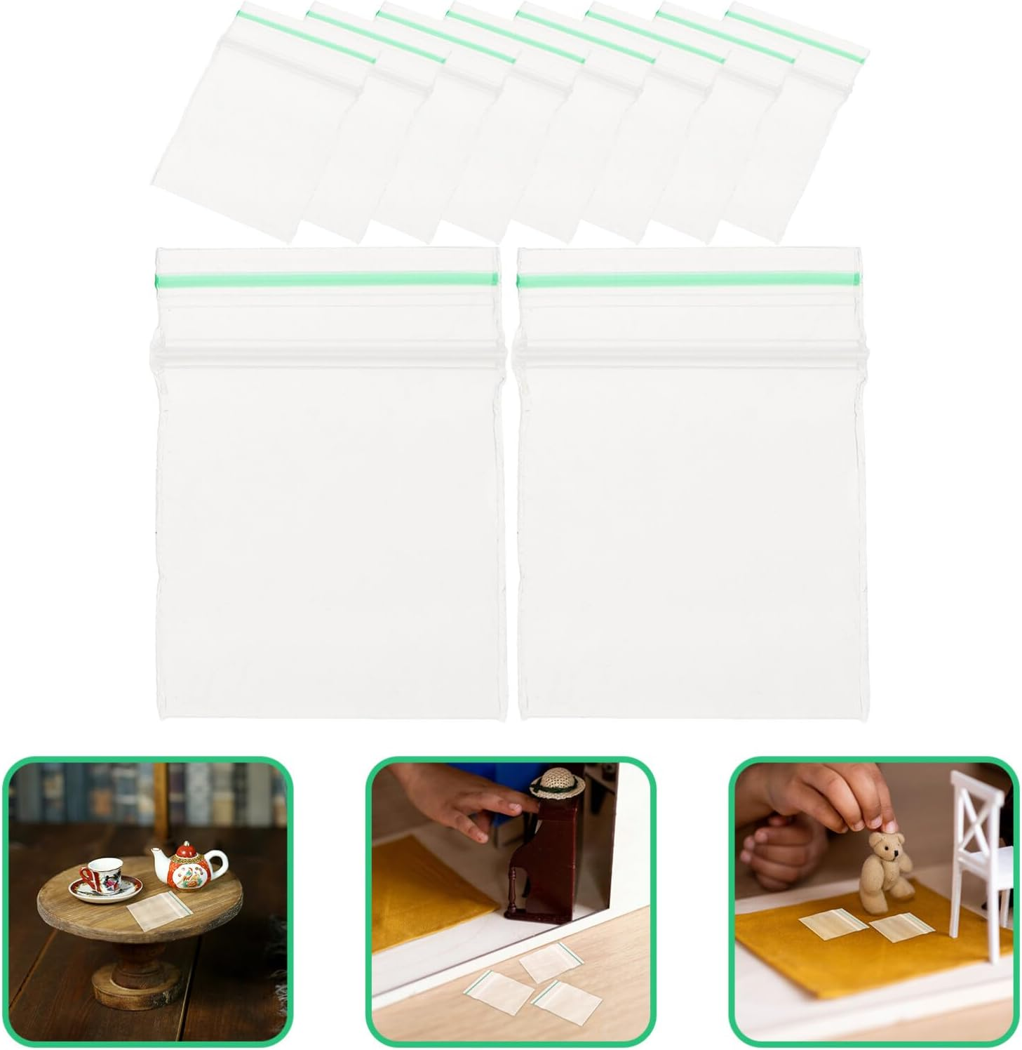 UPKOCH Mini Storage Bags 100 Pack Clear Zip Lock Pouches 1.57X1.22In Mini Sealing Storage Pouches for Dollhouse Accessories Small Item Organization and Stall Use image number 5
